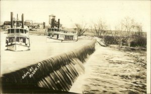 Alden IA Superimposed Steamer Boats at Dam c1910 Real Photo Postcard xst