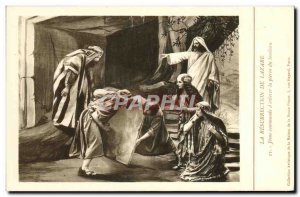 Old Postcard Resurrection of Lazarus Jesus command & # 39enlever the tombstone