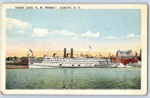 1922 Albany New York Vintage Postcard Night Line C. W. Morse Steamer Ship Posted