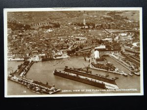 Southampton FLOATING DOCK Aerial View c1930s RP Postcard