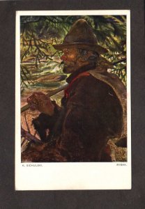 Rybak Painting Painter K. Sichulski Man with Hat Vintage Postcard