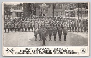 Philadelphia PA First Telegraph Baggalion Signal Corps US Reserves Postcard B48