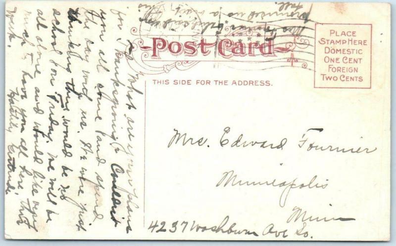 ALBERT LEA, Minnesota MN  Fountain Lake ALBERT LEA COLLEGE ca 1910s   Postcard