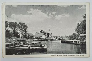 NJ Vandana Woods Lagoon Brick Twp New Jersey Harbor Boats Bridge Postcard S20