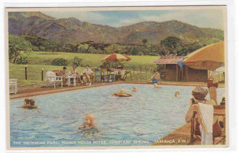 Swimming Pool Manor House Hotel Constant Spring Jamaica BWI postcard