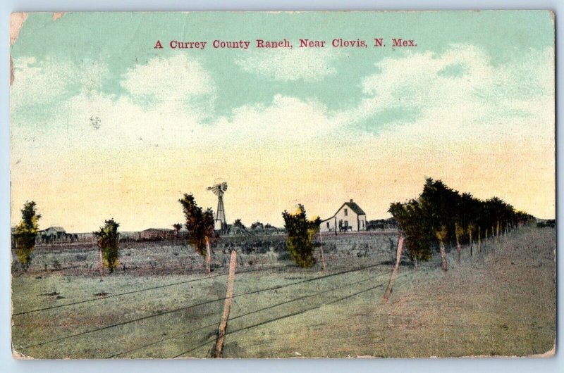 Clovis New Mexico NM Postcard Currey County Ranch Exterior 1912 Vintage Antique