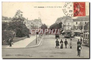 Old Postcard Rennes S Avenue de la Gare Tram Byrrh