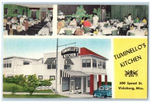 c1940 Tuminello's Kitchen Vicksburg Mississippi Multiview Advertising Postcard