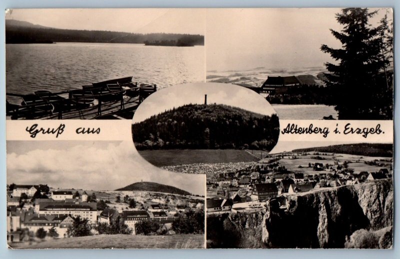 Saxony Germany Postcard Greetings from Altenberg Erzgebirge 1961 RPPC Photo