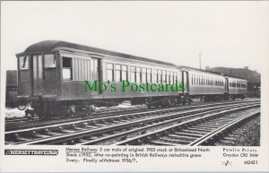 Train Postcard - Mersey Railway 3 Car Train at Birkenhead North Sheds RS32193