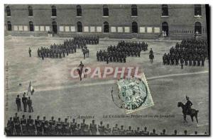 Postcard Old Army Barracks Amiens Citadel Presentation of the flag Horses