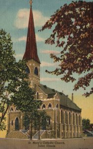 Vintage Postcard St. Mary's Catholic Church Joliet Illinois Harry F. Beach Pub.