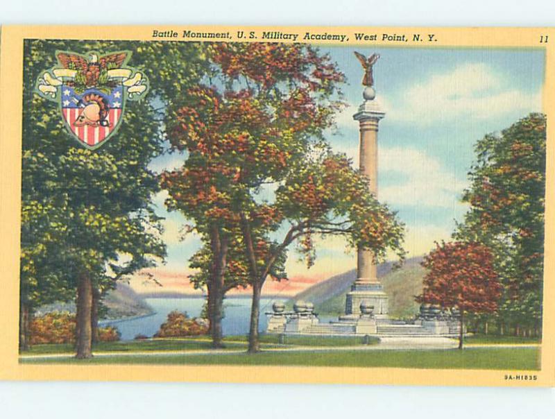 Linen BATTLE MONUMENT AT MILITARY ACADEMY SCHOOL West Point New York NY J8302