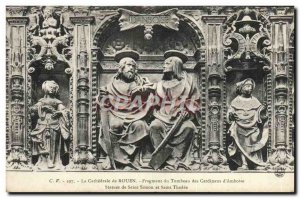 Old Postcard Rouen Cathedral Fragment of the tomb of cardinal d & # 39Amboise...