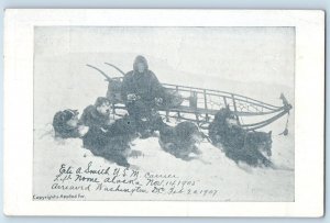 Eli A. Smith USM Carrier Left Nome Alaska Arrived Washington DC Dogs Postcard