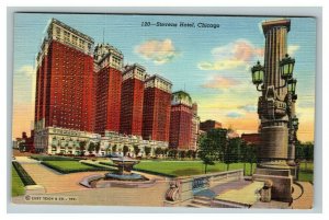 Vintage 1930's Advertising Postcard Stevens Hotel Chicago Illinois