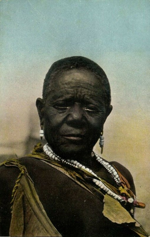 German South West Africa, Old Damara Woman, Bergdamra, Necklace Jewelry (1910s)