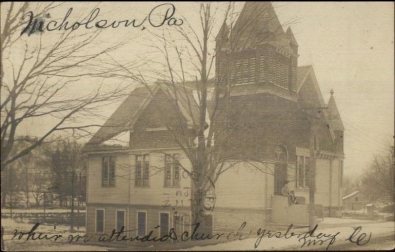 Nicholson PA Church c1905 Real Photo Postcard