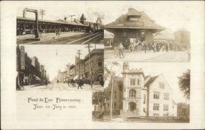 Fond Du Lac WI Multi-View Real Photo Postcard RR Train Station Depot