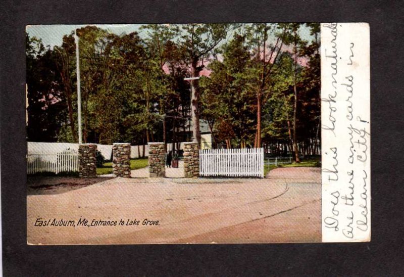 ME Entrance Lake Grove East Auburn Maine Vintage Postcard 1908 PC