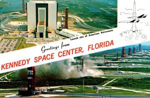 Florida John F Kennedy Space Center Greetings Showing V A B and Missile Row