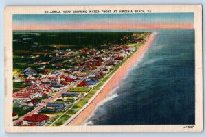 Virginia Beach Virginia VA Postcard Aerial View Showing Water Front 1940 Vintage