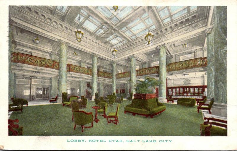 Utah Salt Lake City Hotel Utah Lobby 1922