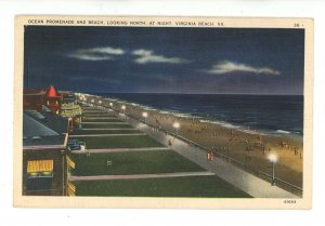 VA - Virginia Beach. Beach & Promenade at Night looking North