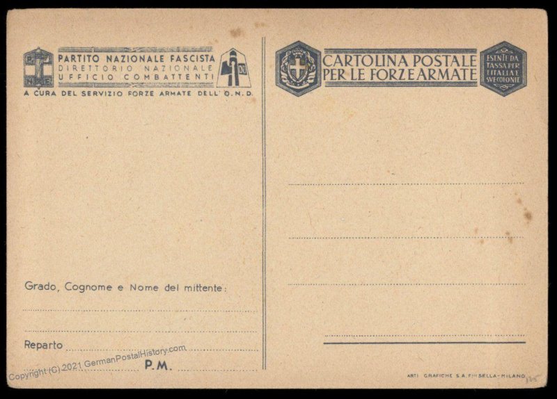 Italy 1942 Japanese Samurai Smiting US British Warships Card UNUSED 99471