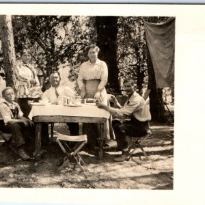 c1910s Beautiful Happy Family Picnic RPPC Camp Tea Real Photo Postcard Love A94