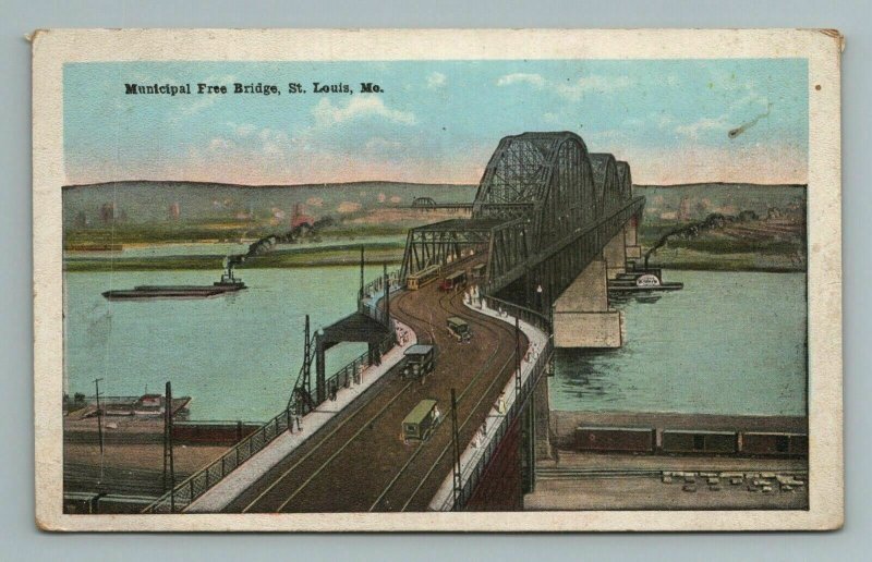 Municipal Free Bridge St Louis MO Missouri Postcard
