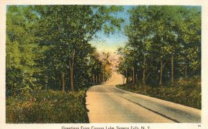 Vintage Postcard 1941 Greetings From Cayuga Lake Seneca Falls New York Roadways