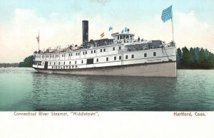 Vintage Postcard 1900 Connecticut River Steamer Middletown Hartford Connecticut