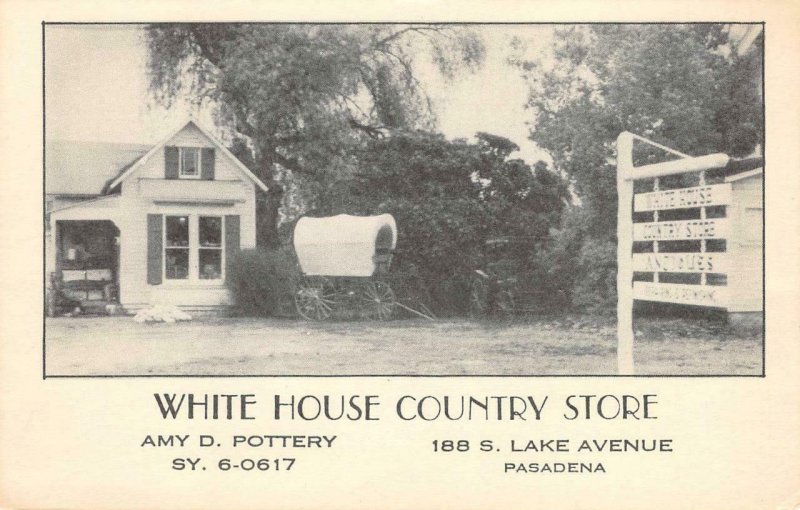 WHITE HOUSE COUNTRY STORE Pasadena, CA Covered Wagon c1930s Vintage Postcard