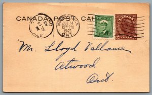 Postcard Woodstock ON c1943 Message to Lloyd Vallance Regarding George Lochhead