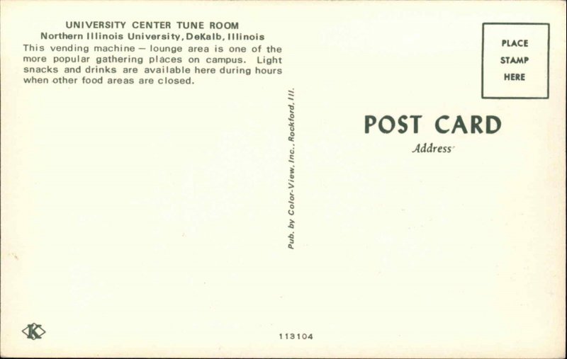 DeKalb IL Northern Illinois University Center Tune Room Vintage Postcard