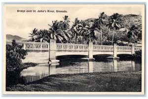 c1930's Bridge Over St. John's River Grenada Unposted Ivoresque Series Postcard