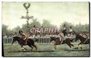 Old Postcard Riding Equestrian Horse Racing L & # 39arrivee Children Babies