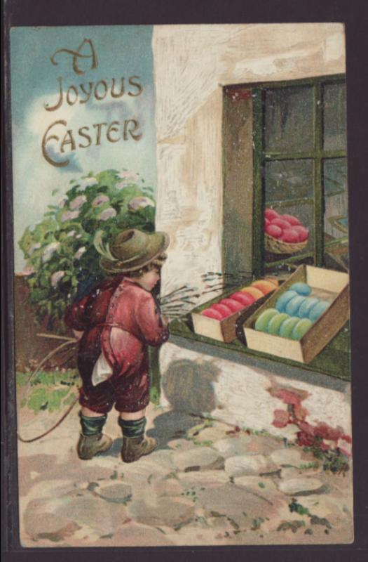 A Joyous Easter,Boy,Eggs Postcard