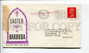 290185 BARBUDA to USSR 1969 year Easter real post First Day COVER