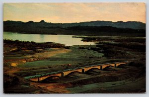 Lake Havasu City Arizona~London Bridge Construction Panorama View~1950s Postcard