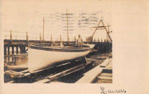Philadelphia Pennsylvania Small Fishing Boat Real Photo Vintage Postcard AA32564