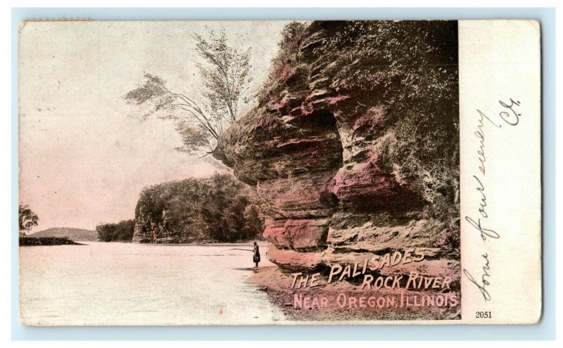 1906 Palisades Rock River Oregon Illinois Posted Antique Postcard