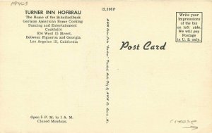 Los Angeles California 1940s Turner Inn Hofbrau Postcard MWM 6949