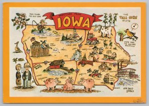 State View~Pictorial State Map Of Iowa Showing Farmers~Continental Postcard