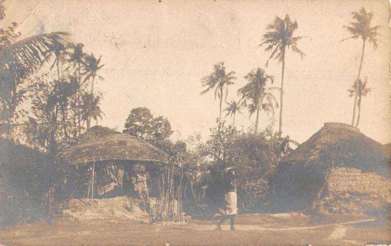 Bombay India Village Native Huts Real Photo Antique Postcard K33965