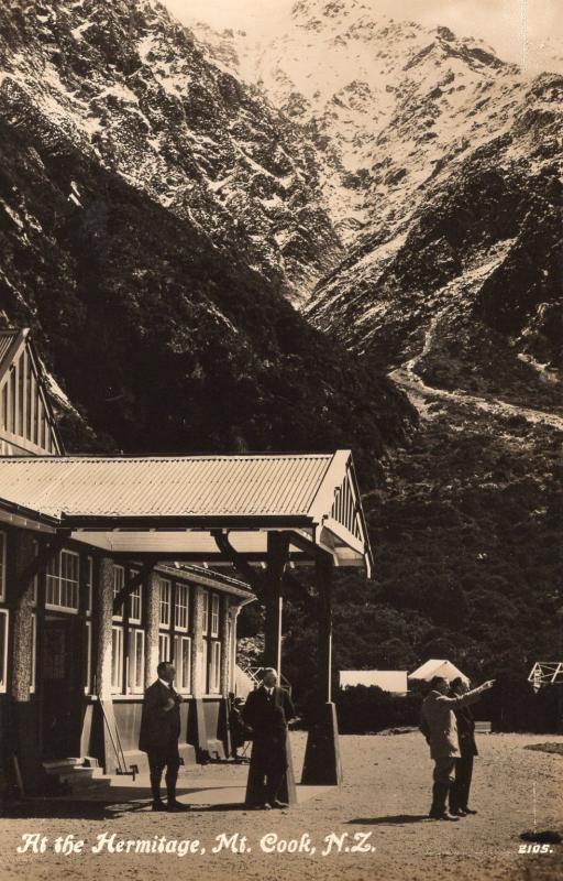 Visitors at the Hermitage Mount Cook New Zealand Real Photo Postcard