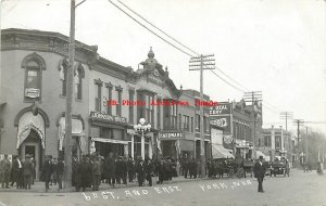 NE, York, Nebraska, RPPC, Sixth Street, Business Section, 1913 PM, Photo