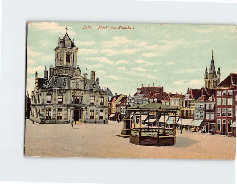 Postcard Markt met Stadthuis, Delft, Netherlands