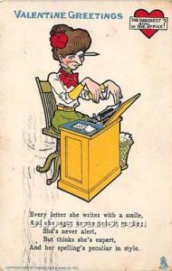 Every Letter she writes with a smile Vinegar Valentine 1907 postal making on ...